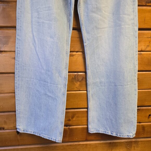 Zara Curved Leg High Rise Full Length Baggy Wide Leg Jeans Light Wash Size 6 - Picture 5 of 9